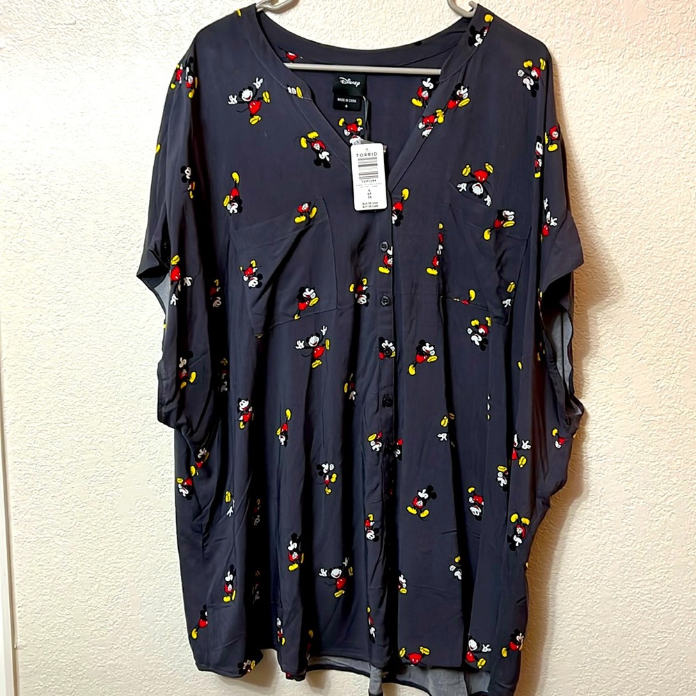 Torrid Georgette Dolman Mickey Print Blouse Plus Size 4